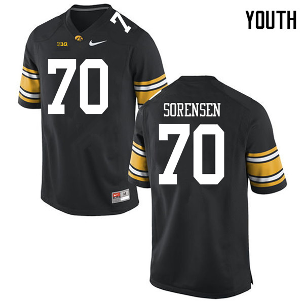 Youth #70 Kyle Sorensen Iowa Hawkeyes College Football Jerseys Sale-Black